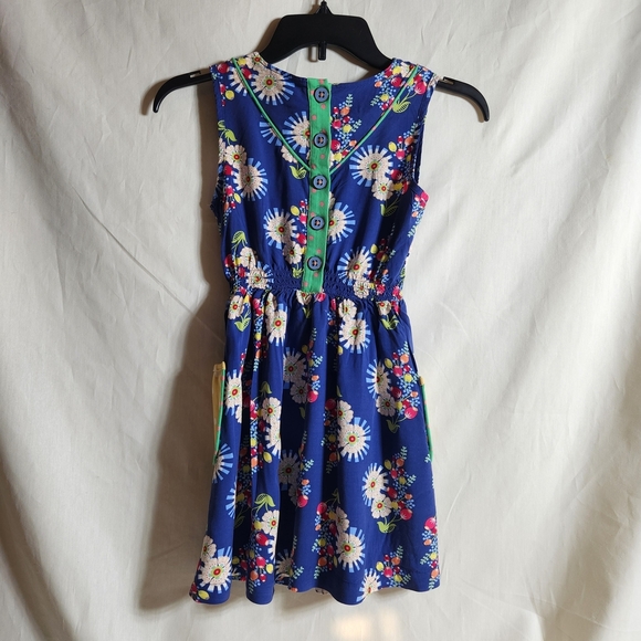 Matilda Jane Blue Floral Sleeveless Dress with Yellow Pockets Girls Size 8 - Picture 2 of 10